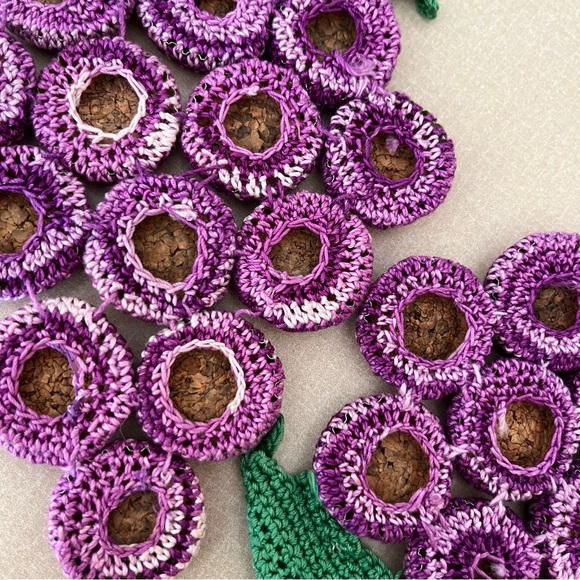 Bottle Cap Crochet Pot Holders Made w/ Soda Pop Caps Grapes Antique Trivets - Picture 3 of 4